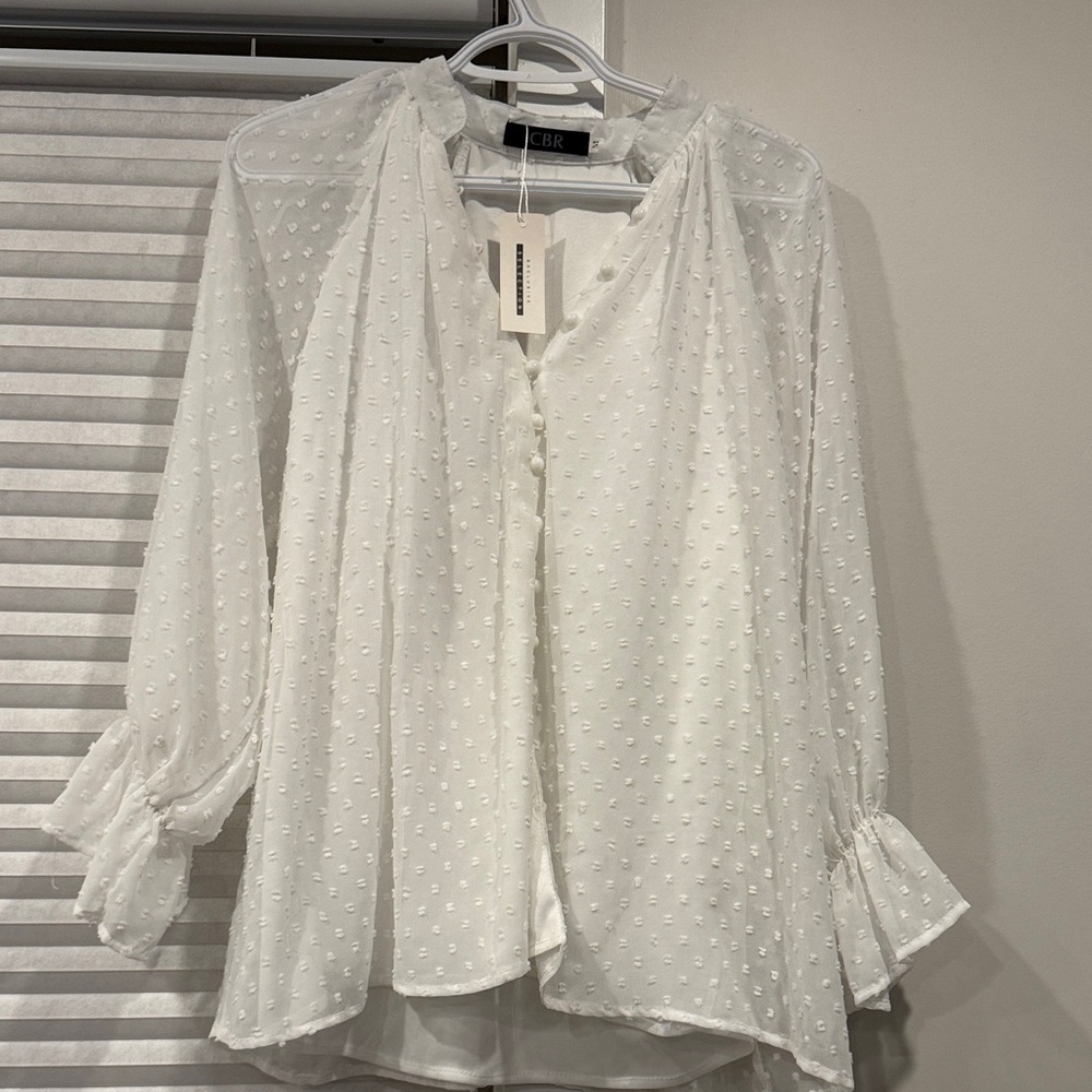 CBR white Textured Blouse